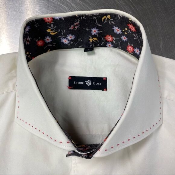 Stone Rose White with floral Collar, Cuffs - Picture 4 of 10
